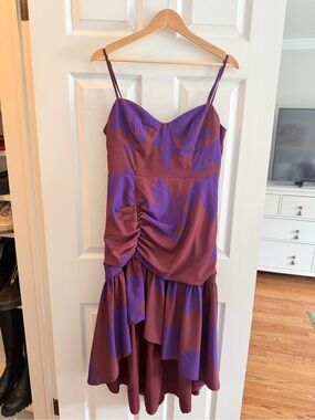 Hutch Purple and Burgundy Floral Midi Dress -
